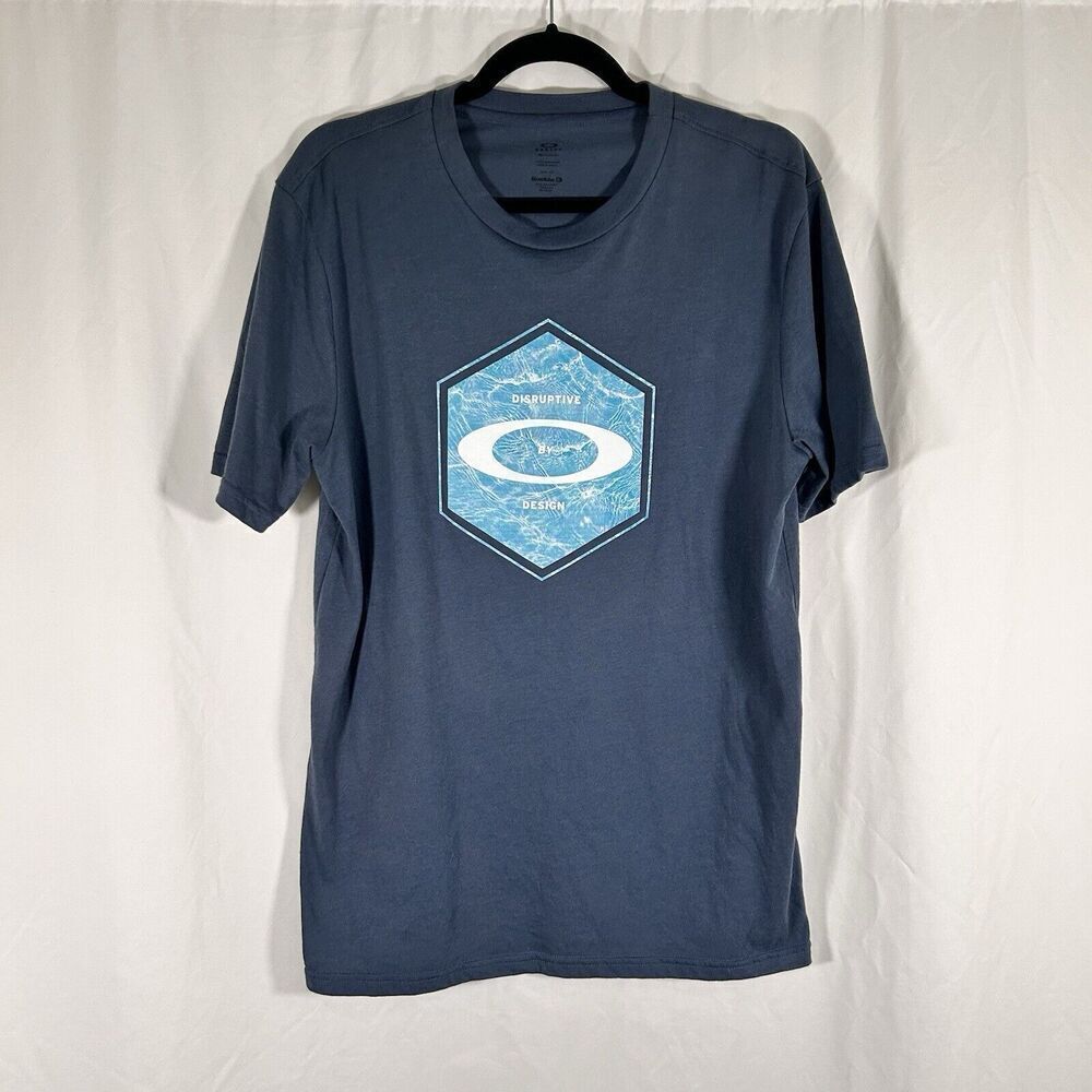 Oakley Buckle Shirt Men's Medium Blue Short Sleeve Crew Neck Regular Fit